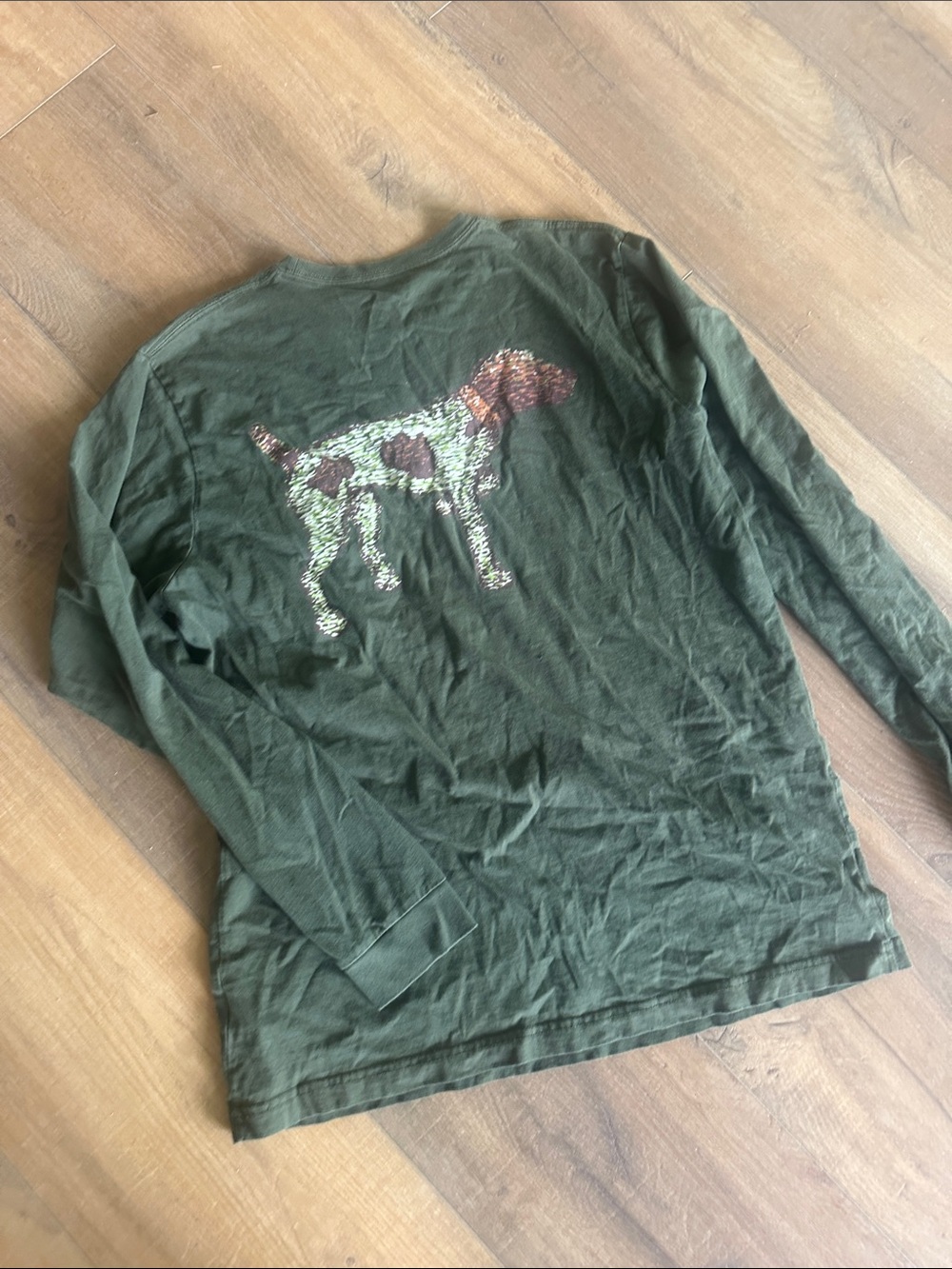 Long-Sleeve Green Graphic Dog Tee
